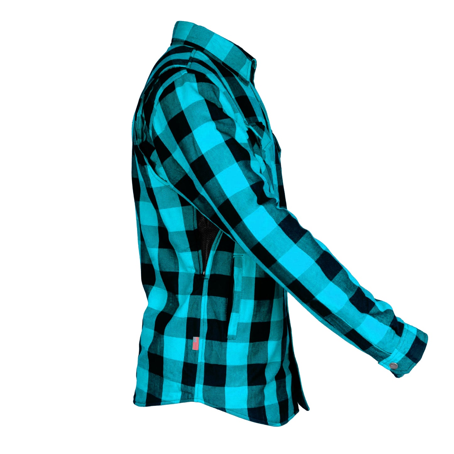 SALE Protective Flannel Shirt - Aqua Blue Checkered with Pads