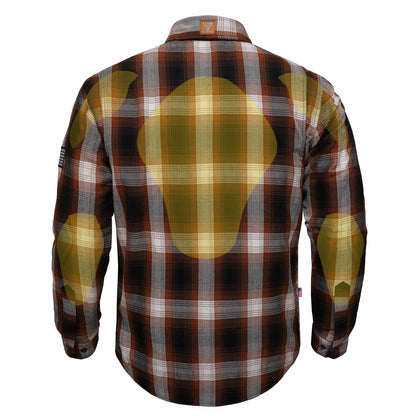 Protective Flannel Shirt For Men - Brown Dust Plaid with Pads