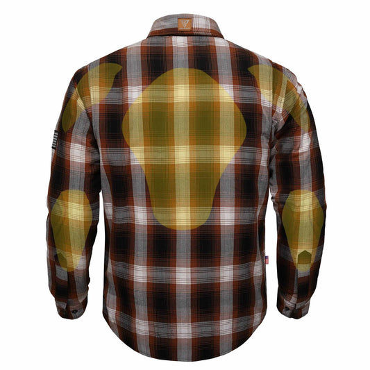 Protective Flannel Shirt For Men - Brown Dust Plaid with Pads