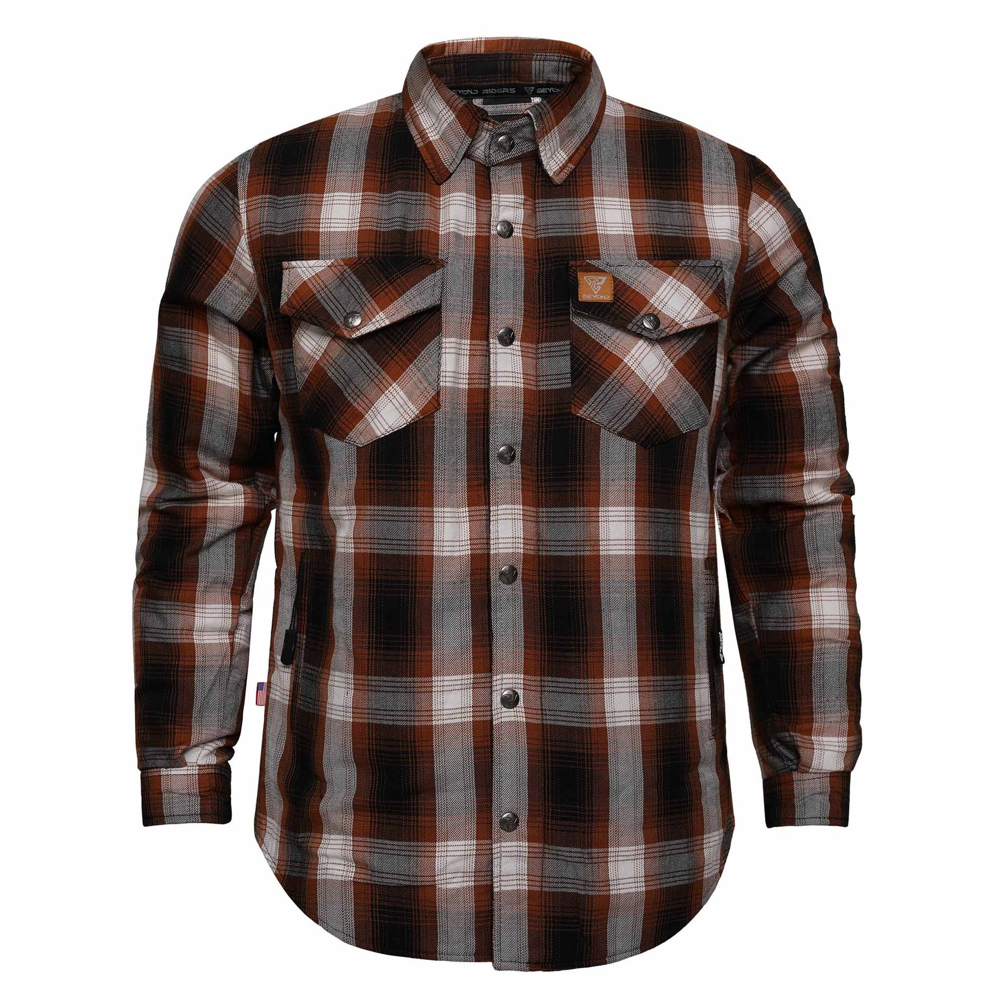 Protective Flannel Shirt For Men - Brown Dust Plaid with Pads 7XL / Brown Dust Protective Flannel Shirt For Men - Brown Dust Plaid with Pads 7XL / Brown Dust