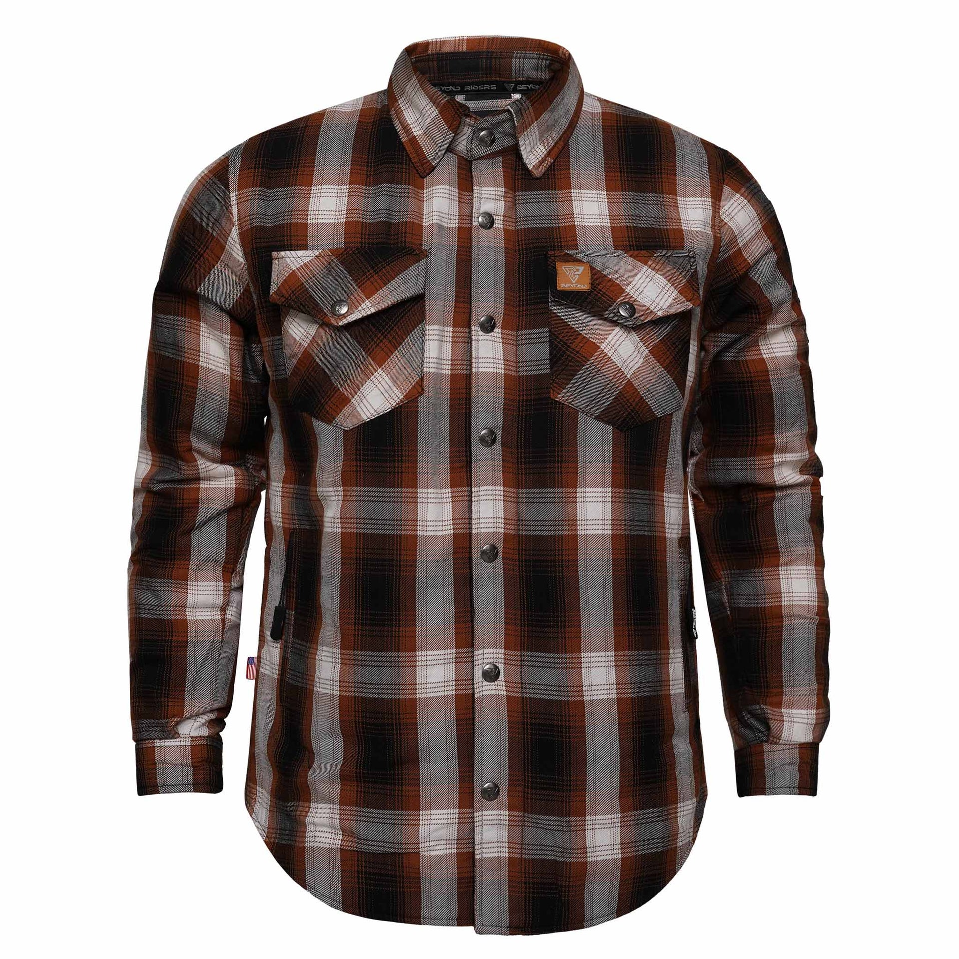 Protective Flannel Shirt For Men - Brown Dust Plaid with Pads 7XL / Brown Dust