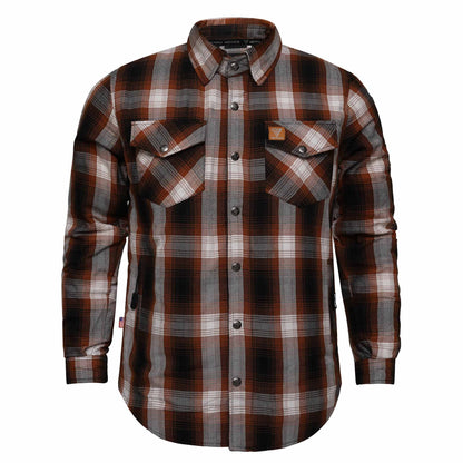 Protective Flannel Shirt For Men - Brown Dust Plaid with Pads