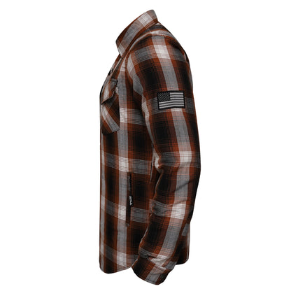 Protective Flannel Shirt For Men - Brown Dust Plaid with Pads