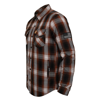 Protective Flannel Shirt For Men - Brown Dust Plaid with Pads