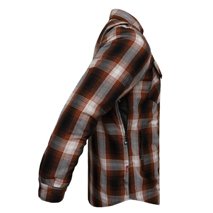 Protective Flannel Shirt For Men - Brown Dust Plaid with Pads