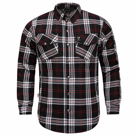 Protective Flannel Shirt for Men - Crimson Grid