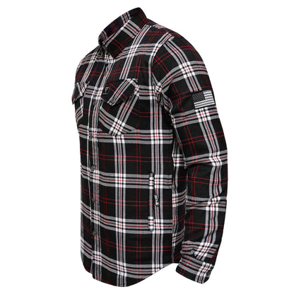 Protective Flannel Shirt for Men - Crimson Grid