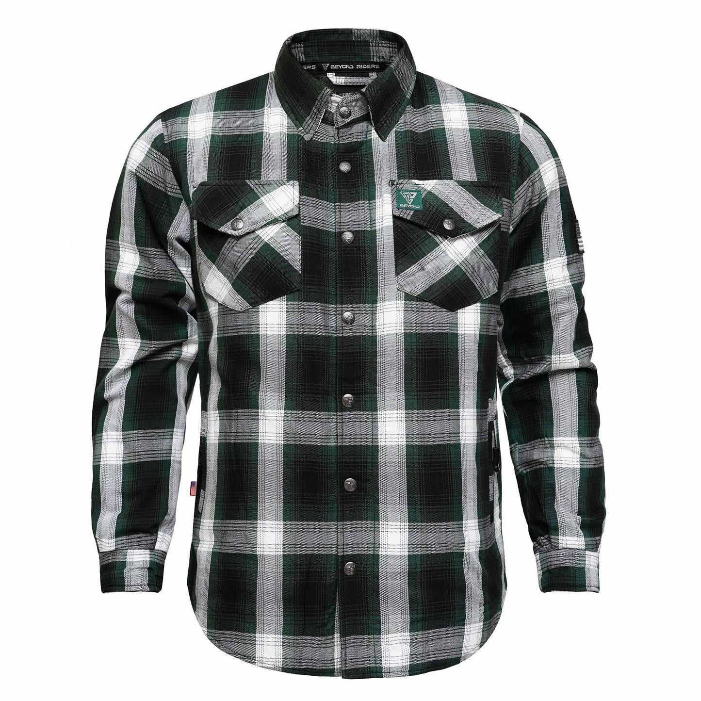 Protective Flannel Shirt For Men - Green Ridge Plaid with Pads