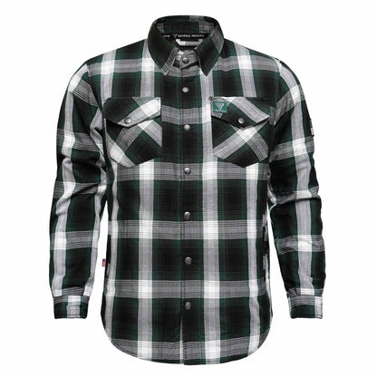 Protective Flannel Shirt For Men - Green Ridge Plaid with Pads