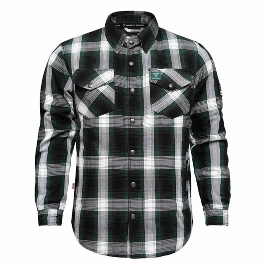 Protective Flannel Shirt For Men - Green Ridge Plaid with Pads