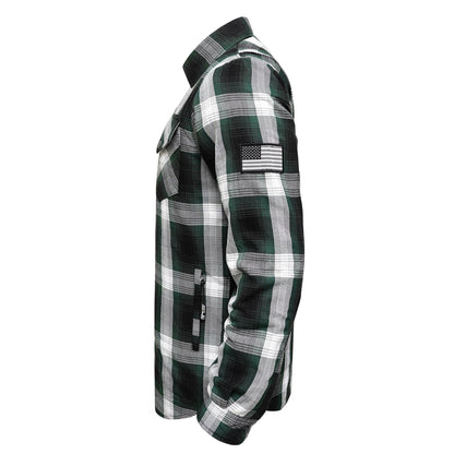 Protective Flannel Shirt For Men - Green Ridge Plaid with Pads