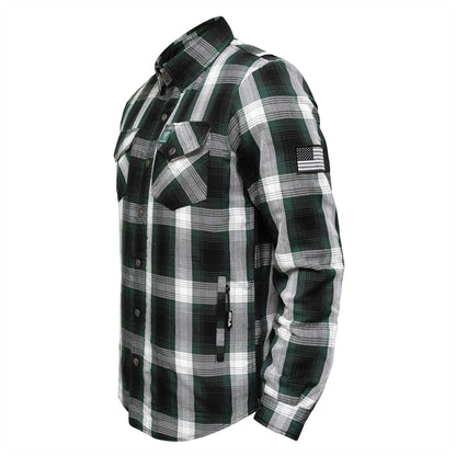 Protective Flannel Shirt For Men - Green Ridge Plaid with Pads