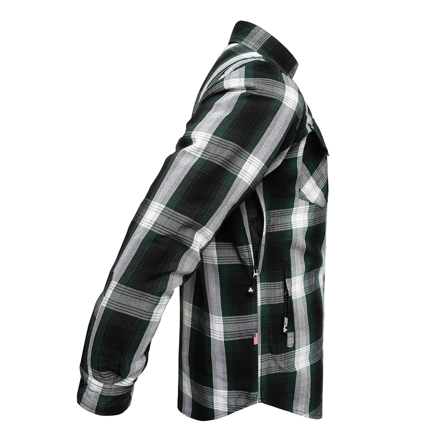 Protective Flannel Shirt For Men - Green Ridge Plaid with Pads