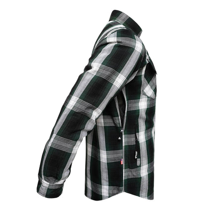 Protective Flannel Shirt For Men - Green Ridge Plaid with Pads