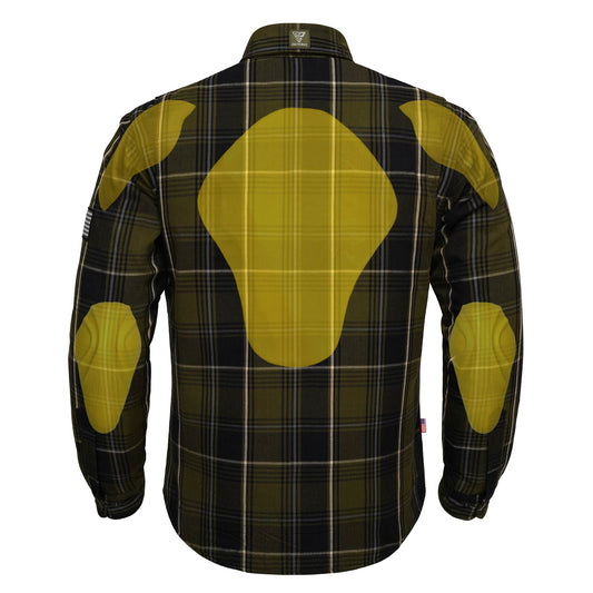 Protective Flannel Shirt For Men - Green Tracer Plaid with Pads