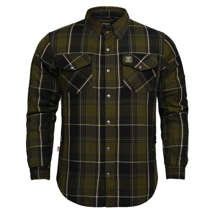 Protective Flannel Shirt For Men - Green Tracer Plaid with Pads