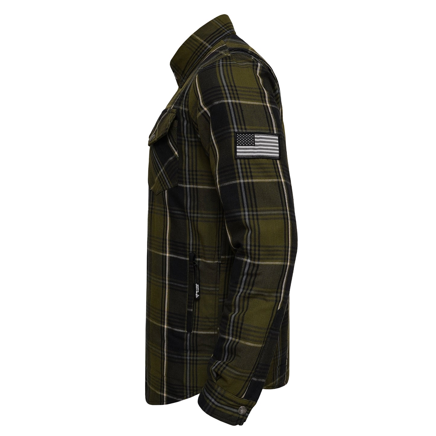 Protective Flannel Shirt For Men - Green Tracer Plaid with Pads