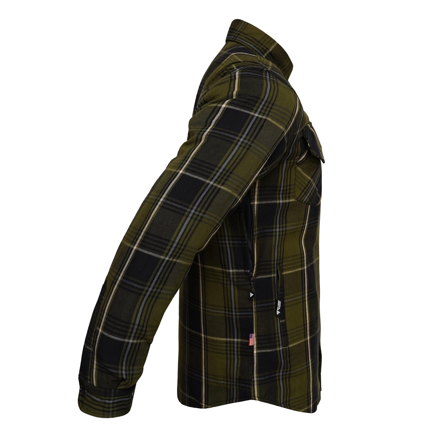 Protective Flannel Shirt For Men - Green Tracer Plaid with Pads