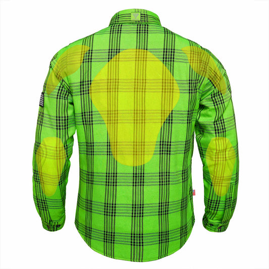 Protective Flannel Shirt For Men - Green Reaper Plaid with Pads
