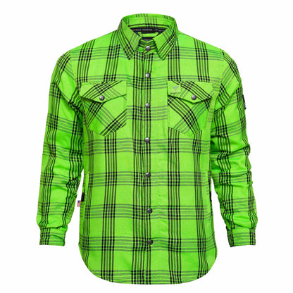 Protective Flannel Shirt For Men - Green Reaper Plaid with Pads