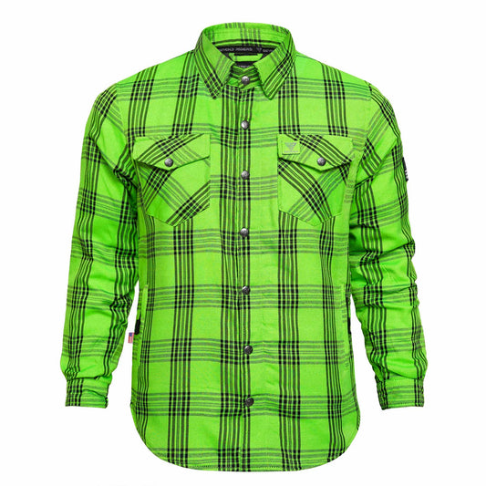 Protective Flannel Shirt For Men - Green Reaper Plaid with Pads