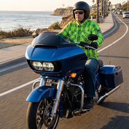 Protective Flannel Shirt For Men - Green Reaper Plaid with Pads