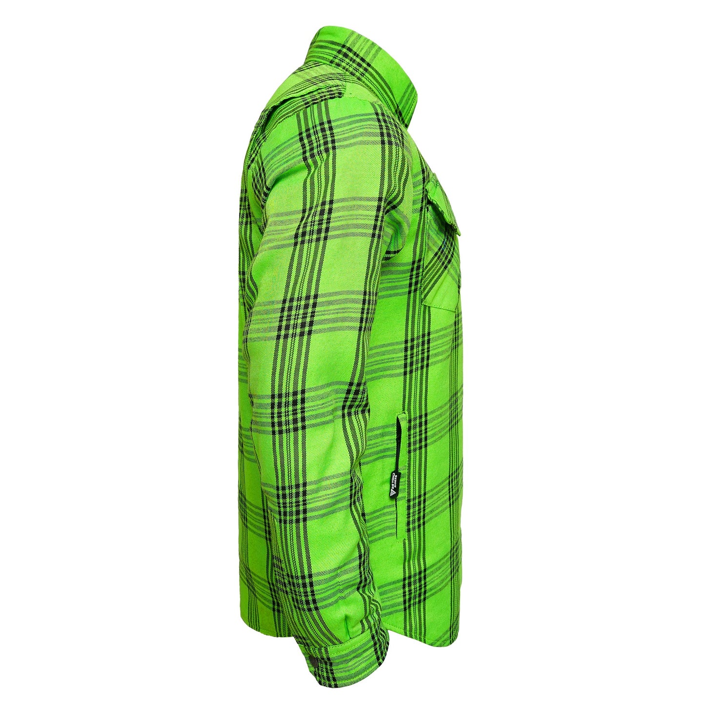 Protective Flannel Shirt For Men - Green Reaper Plaid with Pads