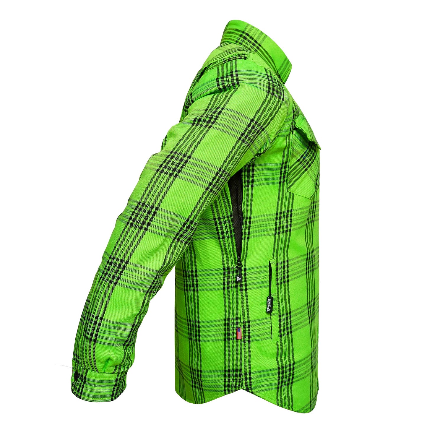 Protective Flannel Shirt For Men - Green Reaper Plaid with Pads