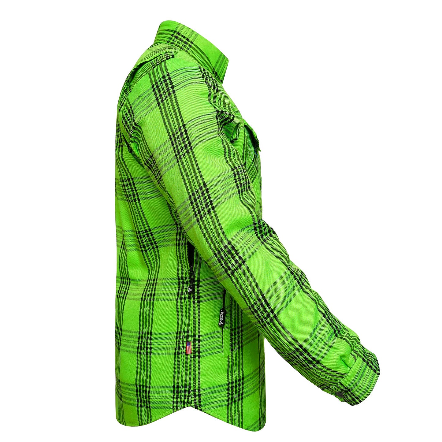 Protective Flannel Shirt For Men - Green Reaper Plaid with Pads