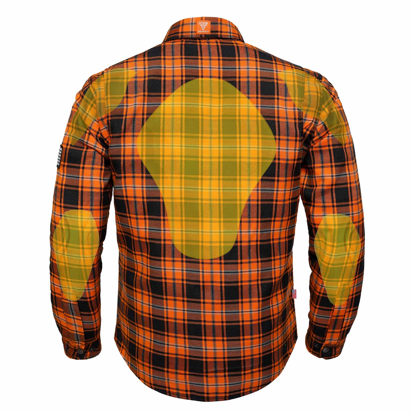 Protective Flannel Shirt For Men - Rusty Orange Plaid with Pads