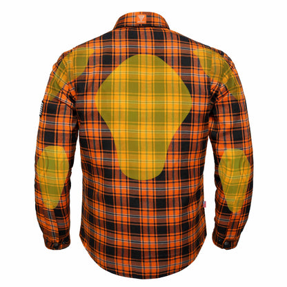 Protective Flannel Shirt For Men - Rusty Orange Plaid with Pads
