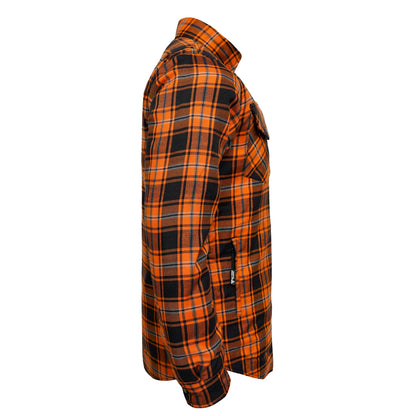 Protective Flannel Shirt For Men - Rusty Orange Plaid with Pads