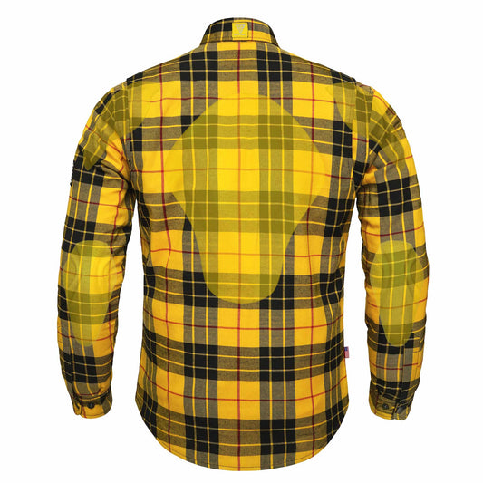 Protective Flannel Shirt For Men - Yellow Wasp Plaid with Pads