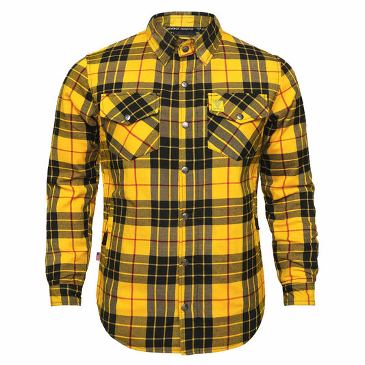 Protective Flannel Shirt For Men - Yellow Wasp Plaid with Pads