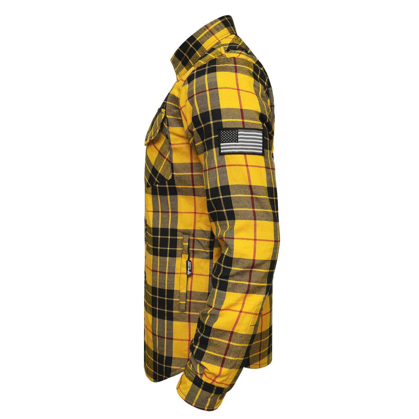Protective Flannel Shirt For Men - Yellow Wasp Plaid with Pads