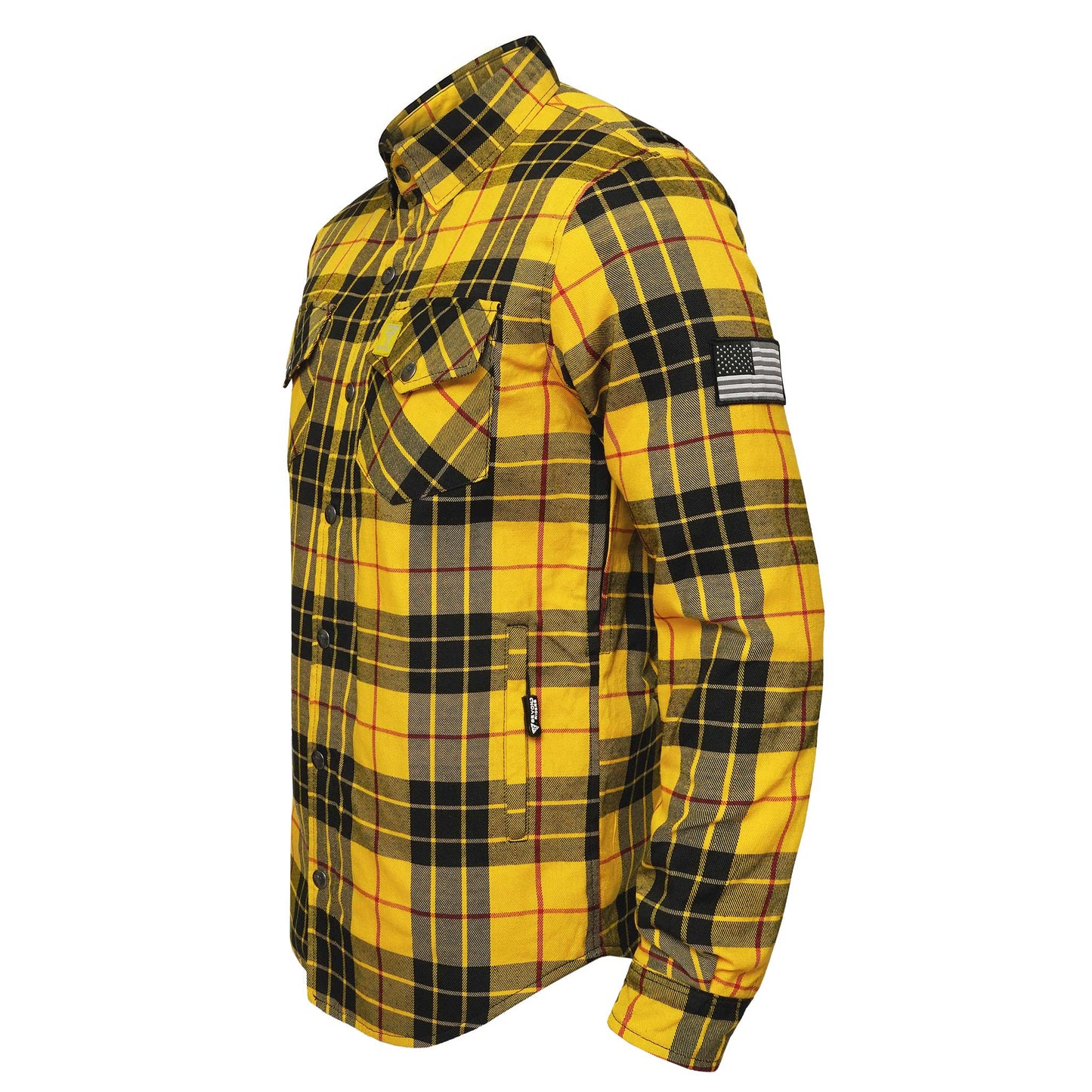 Protective Flannel Shirt For Men - Yellow Wasp Plaid with Pads