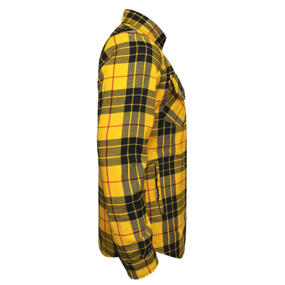 Protective Flannel Shirt For Men - Yellow Wasp Plaid with Pads