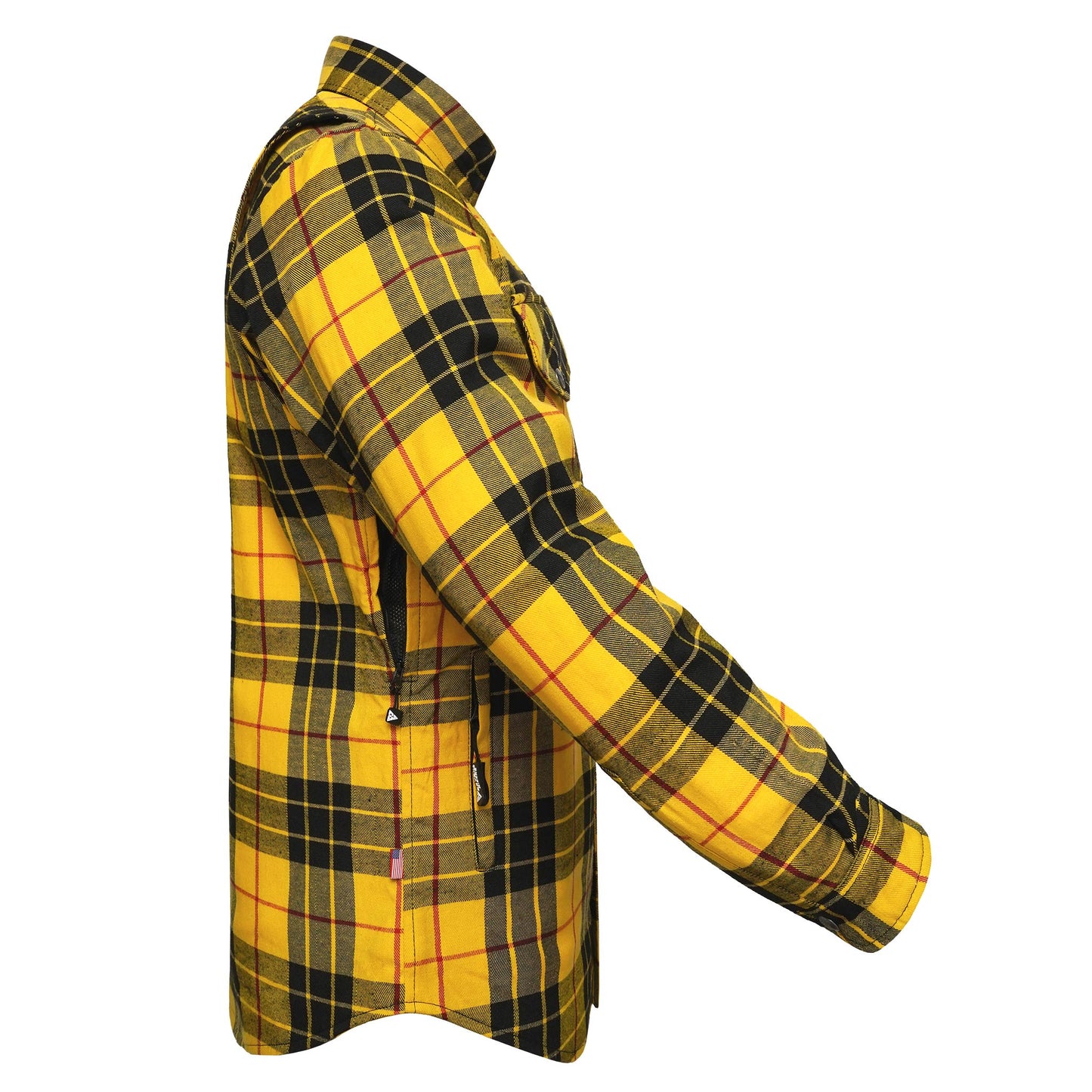 Protective Flannel Shirt For Men - Yellow Wasp Plaid with Pads