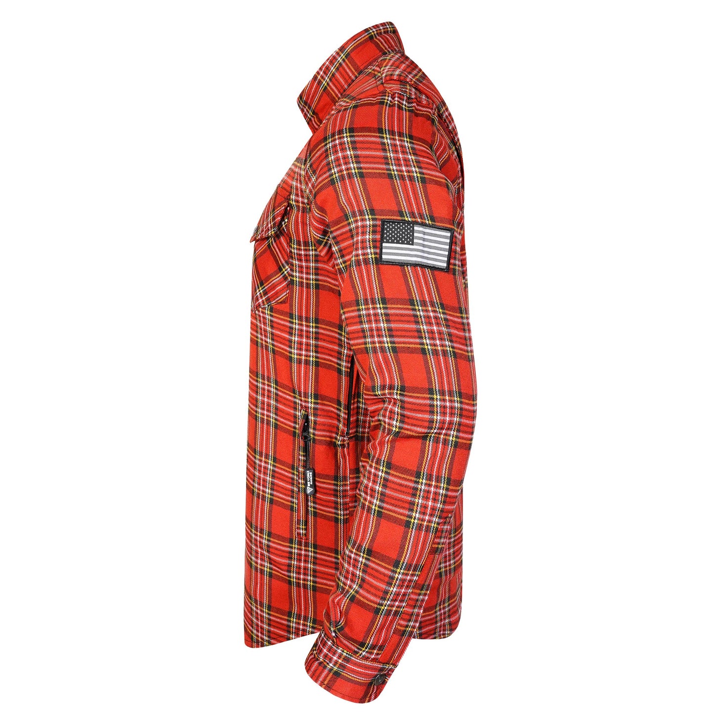 Protective Flannel Shirt For Men - Orange Burn Plaid with Pads