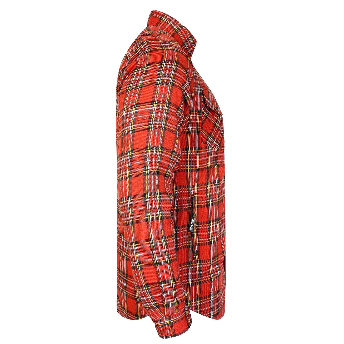 Protective Flannel Shirt For Men - Orange Burn Plaid with Pads