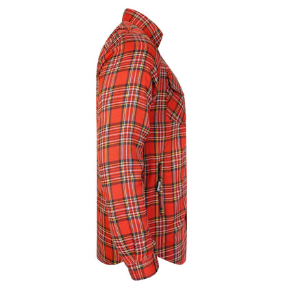 Protective Flannel Shirt For Men - Orange Burn Plaid with Pads