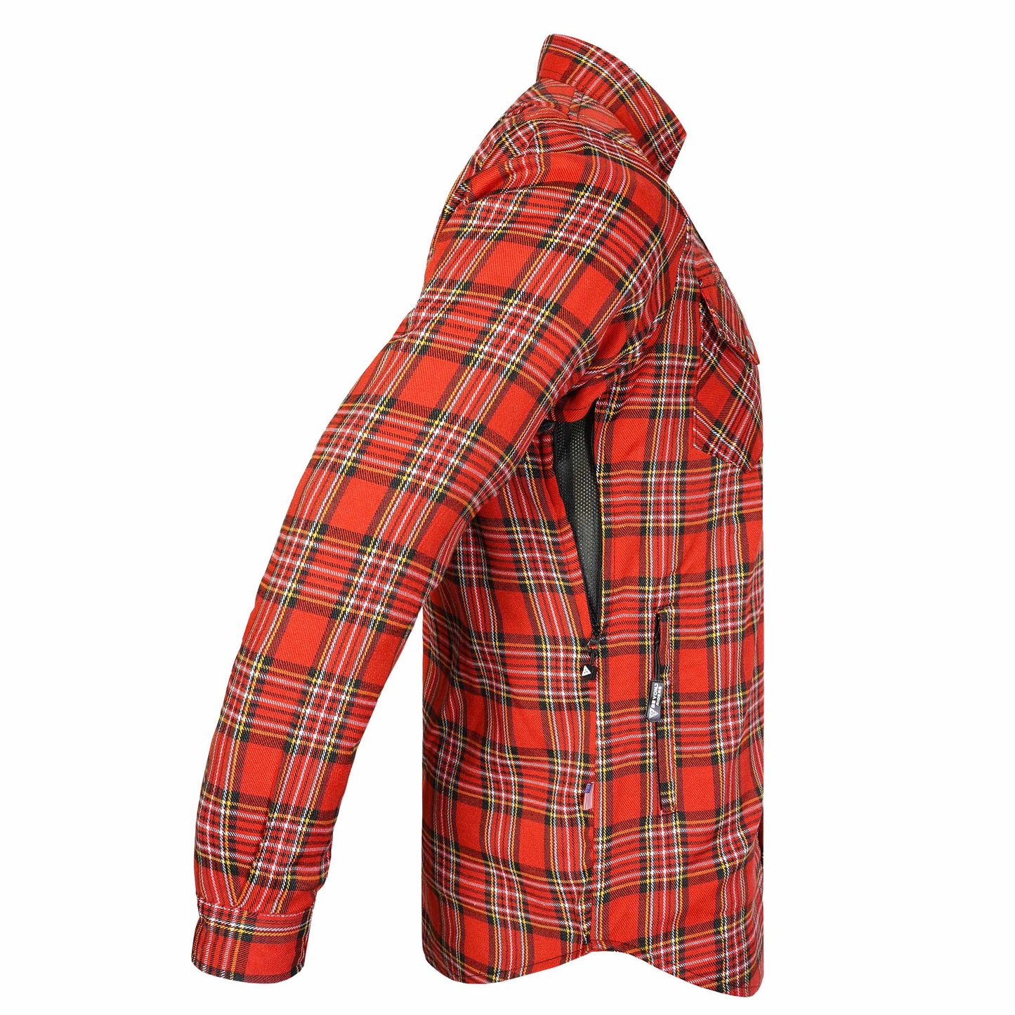 Protective Flannel Shirt For Men - Orange Burn Plaid with Pads
