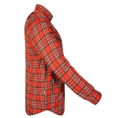 Protective Flannel Shirt For Men - Orange Burn Plaid with Pads