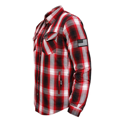 Protective Flannel Shirt For Men - Redfuse Plaid with Pads
