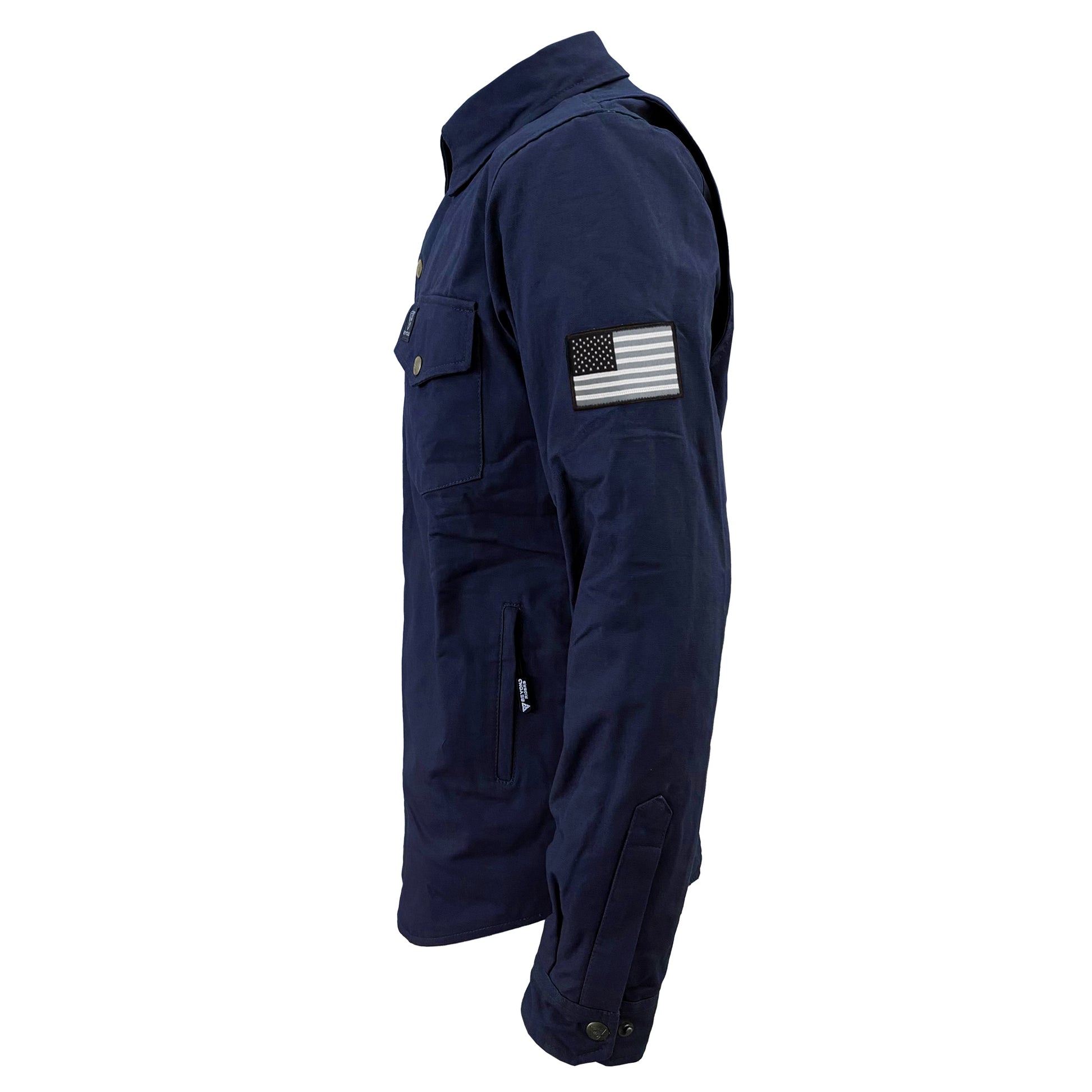 Men's-Canvas-Navy-Blue-Solid-Jacket-Left-Side