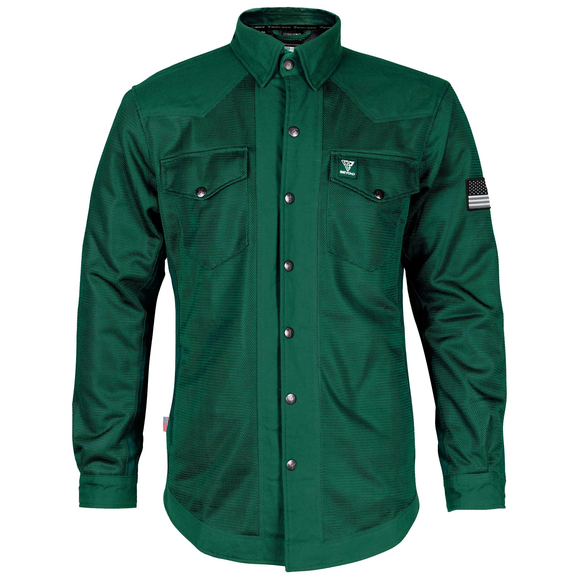 Men's-Summer-Mesh-Shirt-Dark-Green-Solid-Front