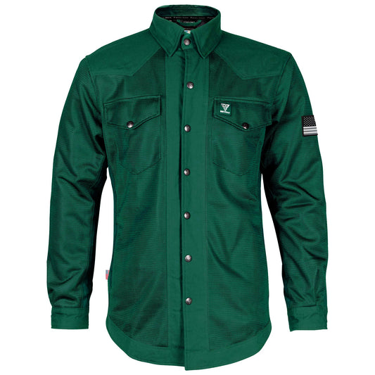 Men's-Summer-Mesh-Shirt-Dark-Green-Solid-Front