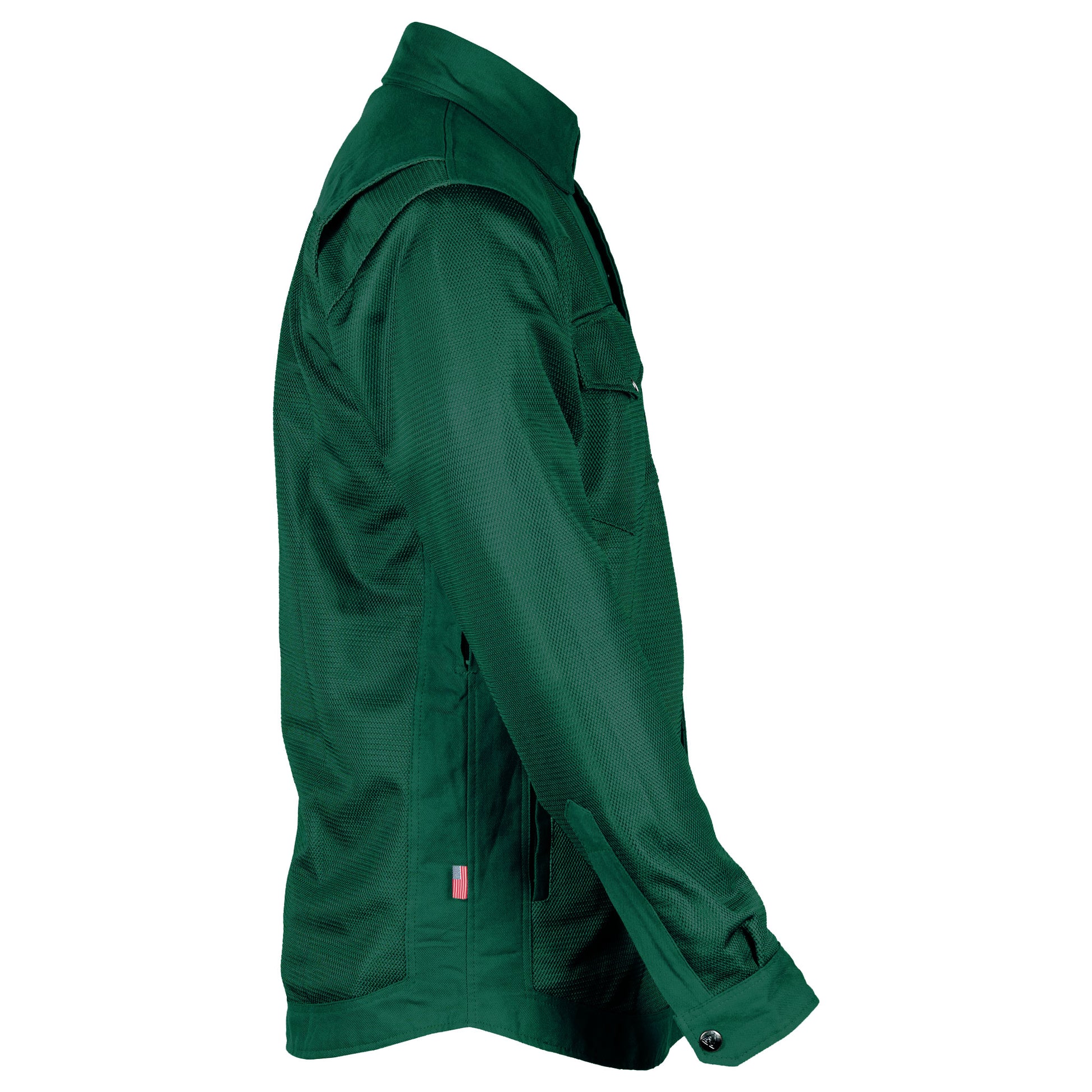 Men's-Summer-Mesh-Shirt-Dark-Green-Solid-Right-Side