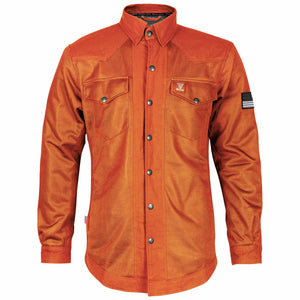 Men's-Summer-Mesh-Shirt-Orange-Solid-Front