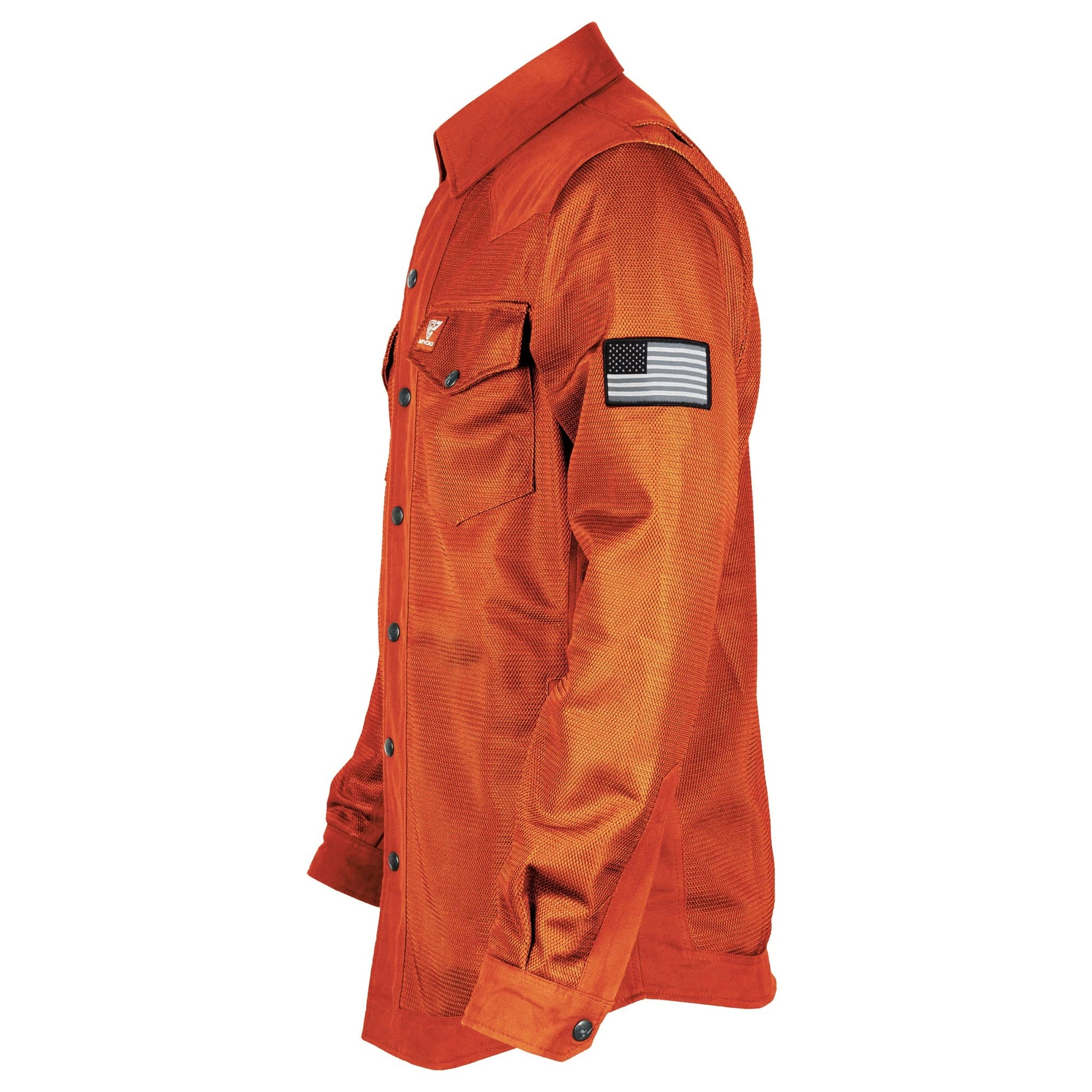 Men's-Summer-Mesh-Shirt-Orange-Solid-Left-Side